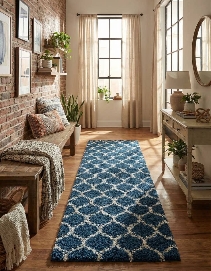 Detail image of 2' 7 x 10' Trellis Shag Runner Rug