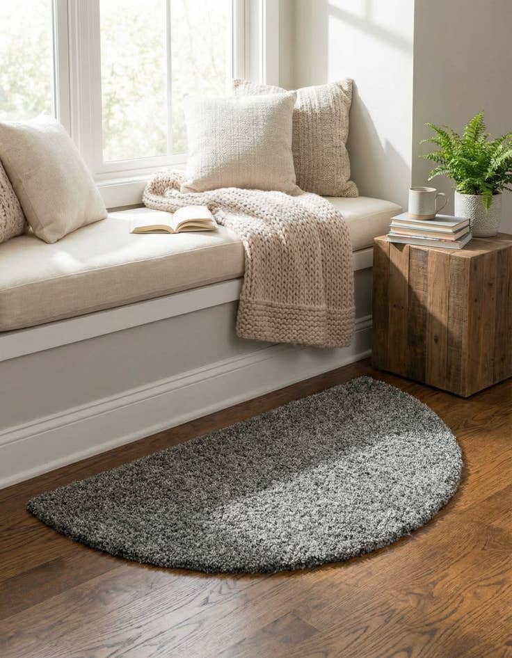 Detail image of 2' 7 x 4' Solid Shag Hearth Rug