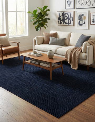 Inkwell Blue Textura Designer Rug