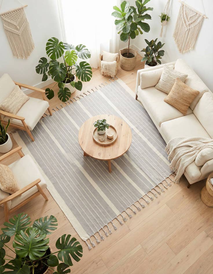 Detail image of 7' 1 x 7' 1  Hand Woven Chindi Cotton Square Rug