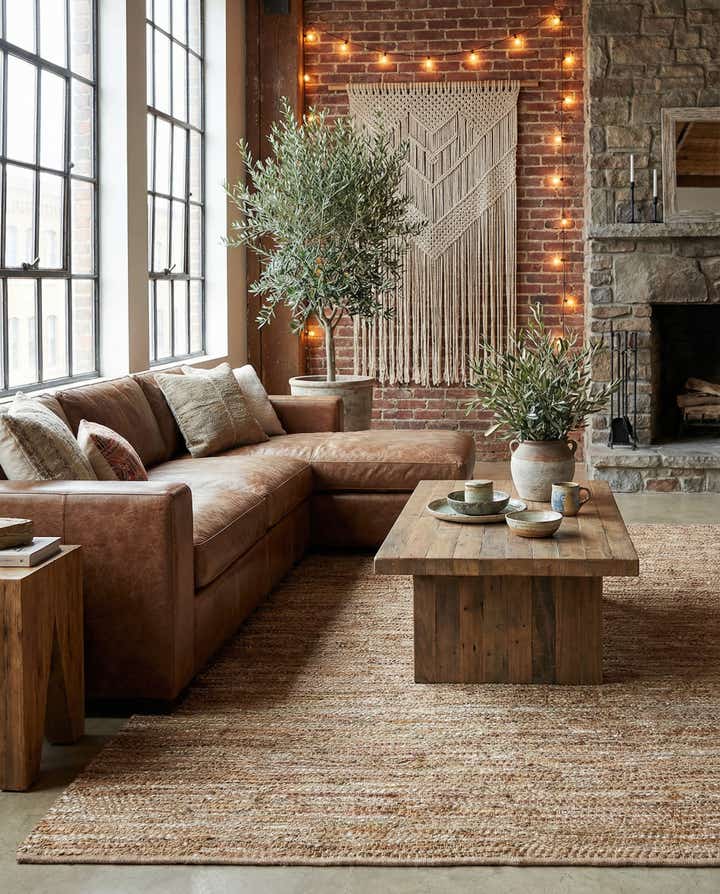 7' 10 x 10' Hand Woven Leather Metallic Jute Rug