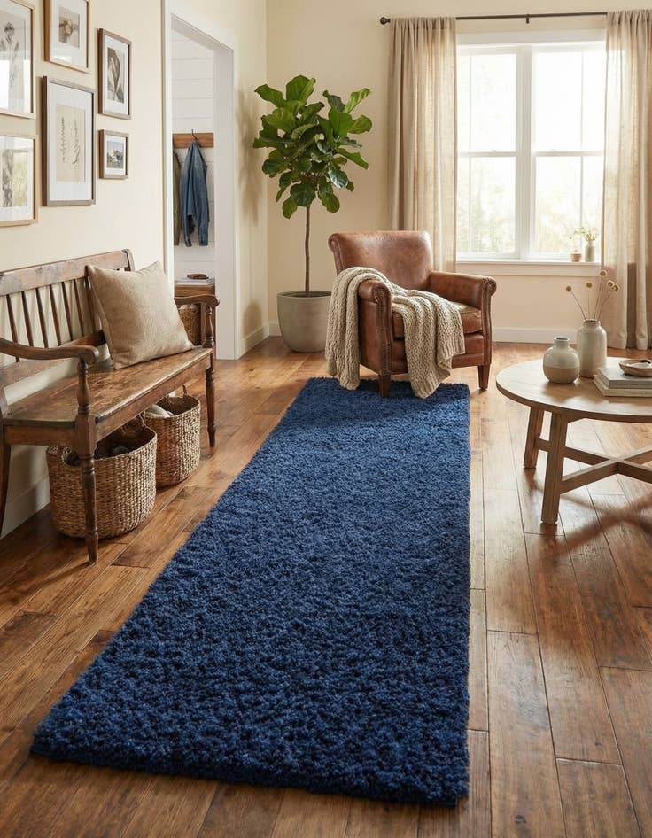 Detail image of 2' 7 x 13' Solid Shag Runner Rug