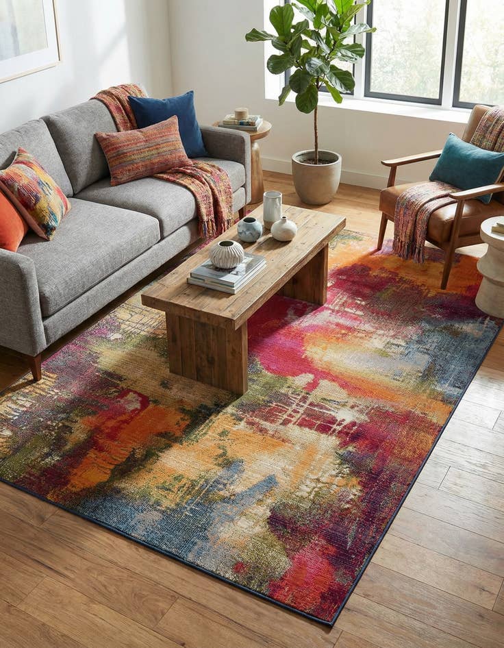 Detail image of 5' 3 x 8' Easy-Clean Modern Indoor / Outdoor Rug