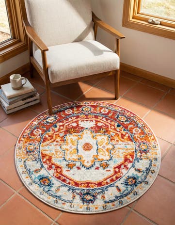 Rust Red Madeline Vintage Round Rug