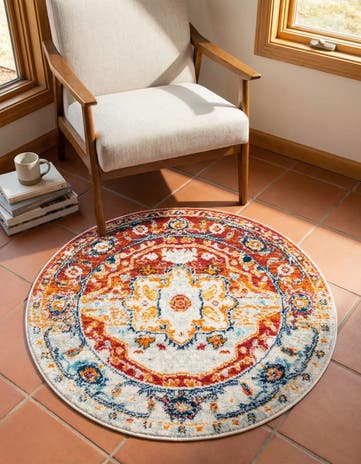 Rust Red Madeline Vintage Round Rug