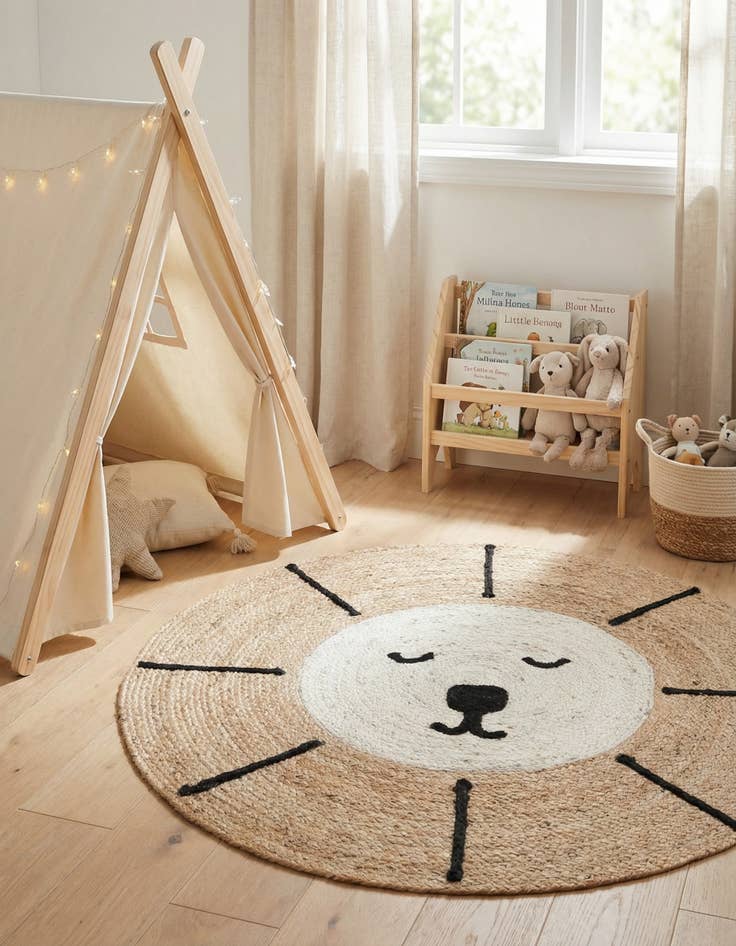 Detail image of 6' 1 x 6' 1 Kids Braided Jute Round Rug