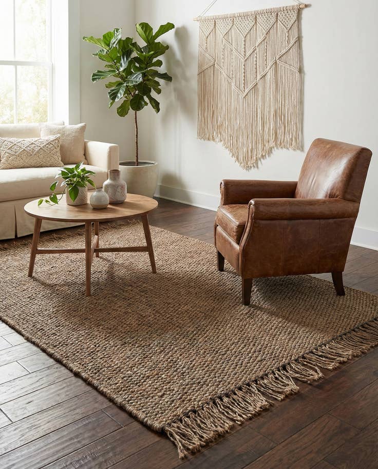 Detail image of 5' 1 x 8' Hand Woven Chunky Jute Rug