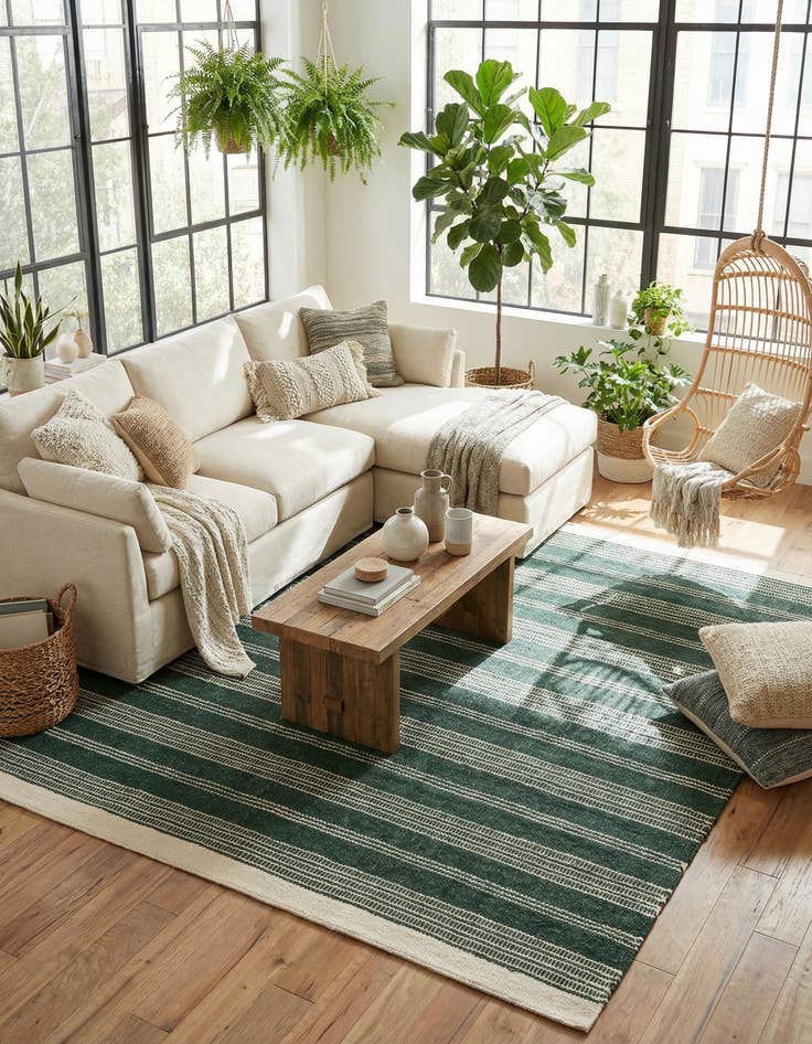 Detail image of  10' x 10'  Hand Woven Lariat Square Rug