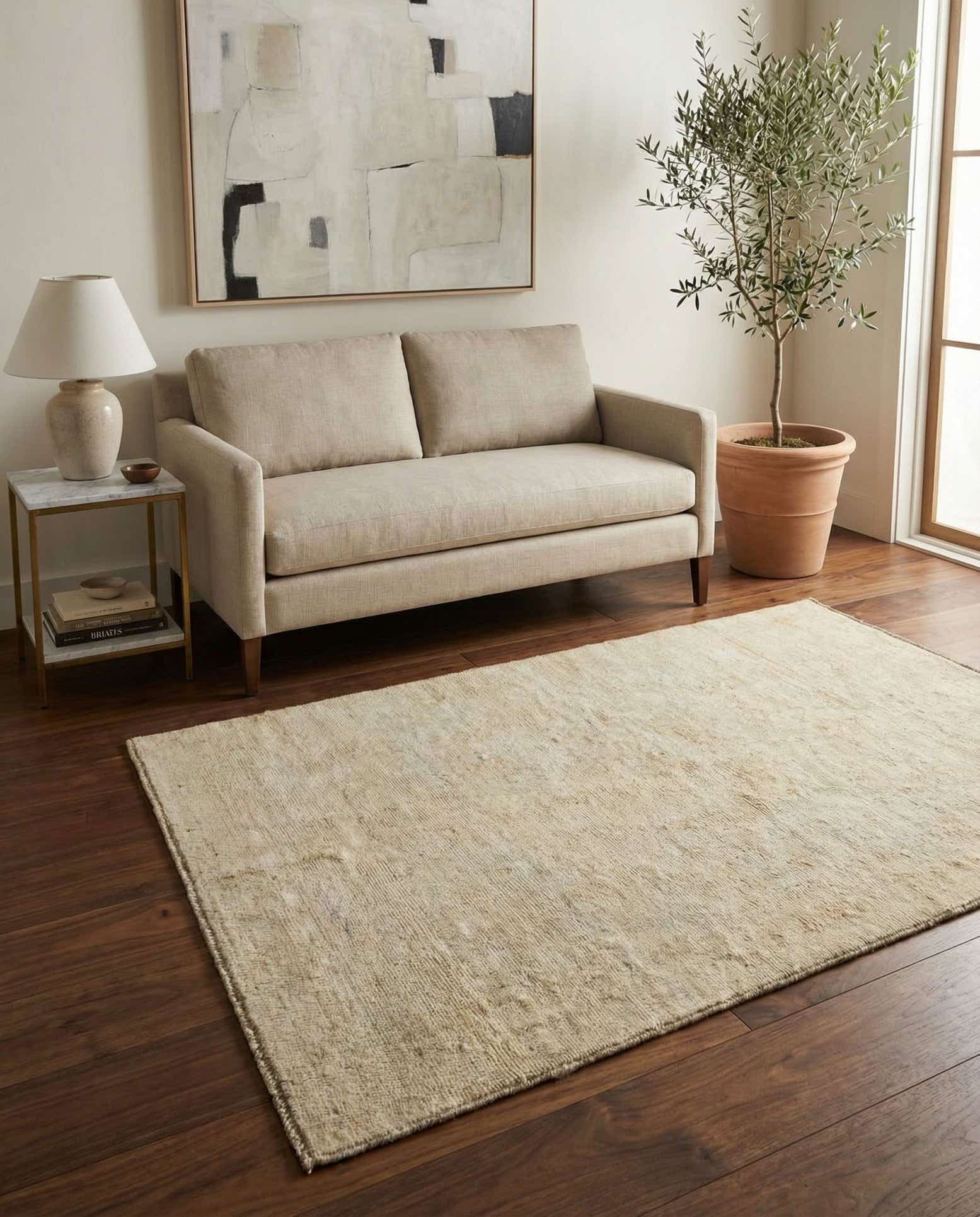 4' 4 x 6' 3 Hand Knotted Oushak Wool Rug