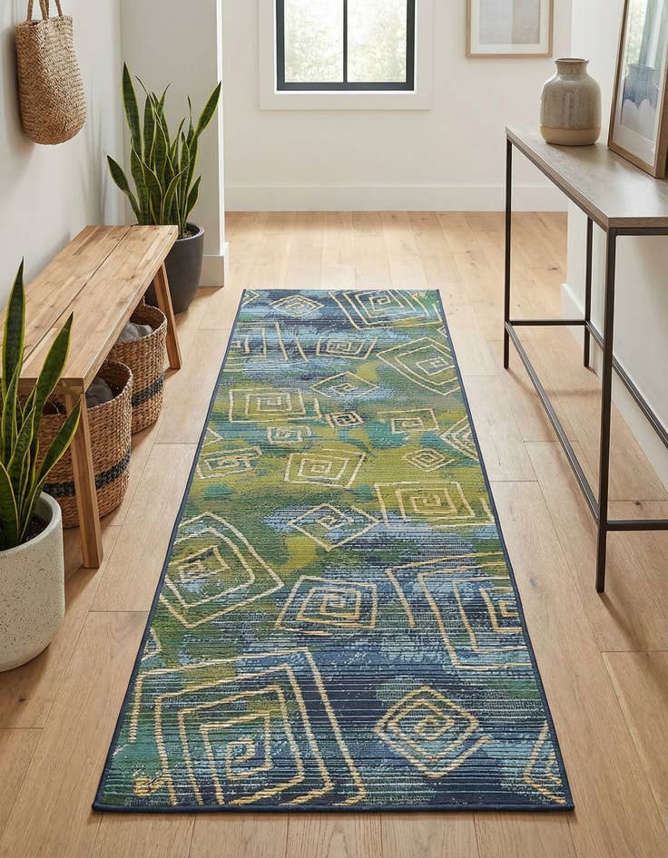 Detail image of 2' x 6' Easy-Clean Modern Indoor / Outdoor Runner Rug