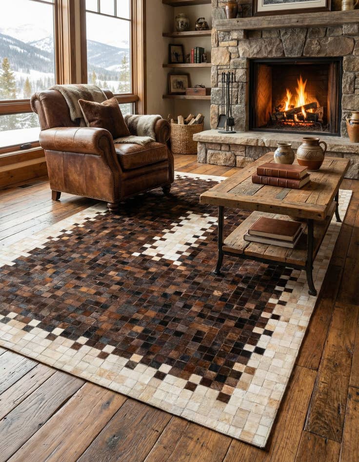 Detail image of 5' 1 x 8' Cowhide Stocks Rug