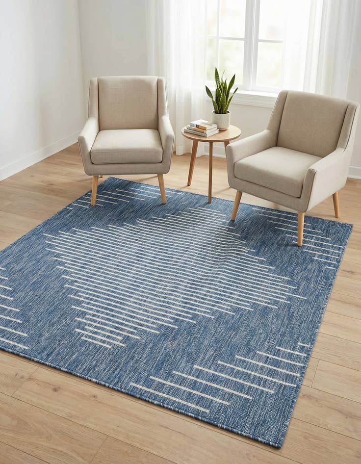Detail image of 5' 3 x 5' 3 Washable Modern Indoor / Outdoor Square Rug