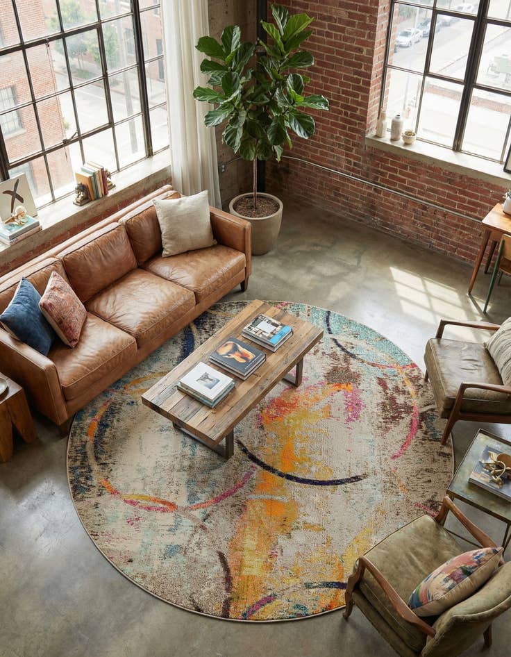 Detail image of 8' x 8' Washable Theia Round Rug