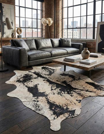6' 3 x 7' 2 Cowhide Leather Rug