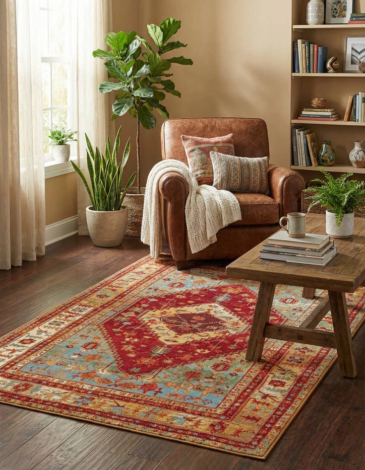 Detail image of 4' x 6' Washable Traditional Indoor / Outdoor Rug