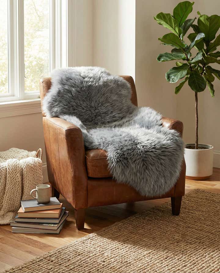 1' 10 x 3' Natural Sheepskin Freeform Rug