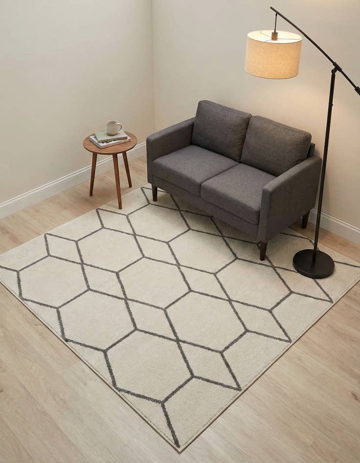 Detail image of 5' 3 x 5' 3 Lattice Frieze Square Rug