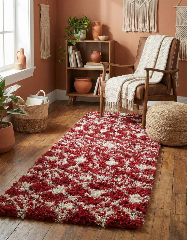 Detail image of 2' x 5' Moroccan Trellis Shag Runner Rug