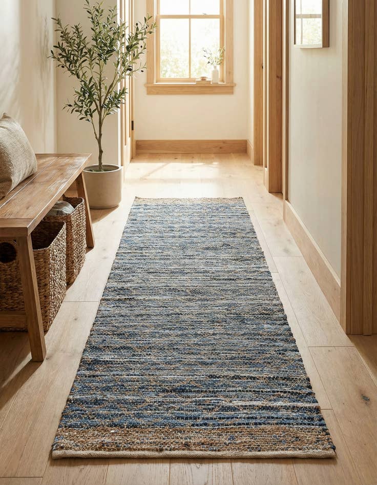 Detail image of 2' 7 x 10' Hand Woven Chindi Trellis Runner Rug