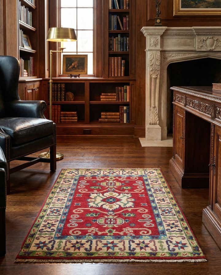 3' x 4' 2 Hand Knotted Kazak Rug