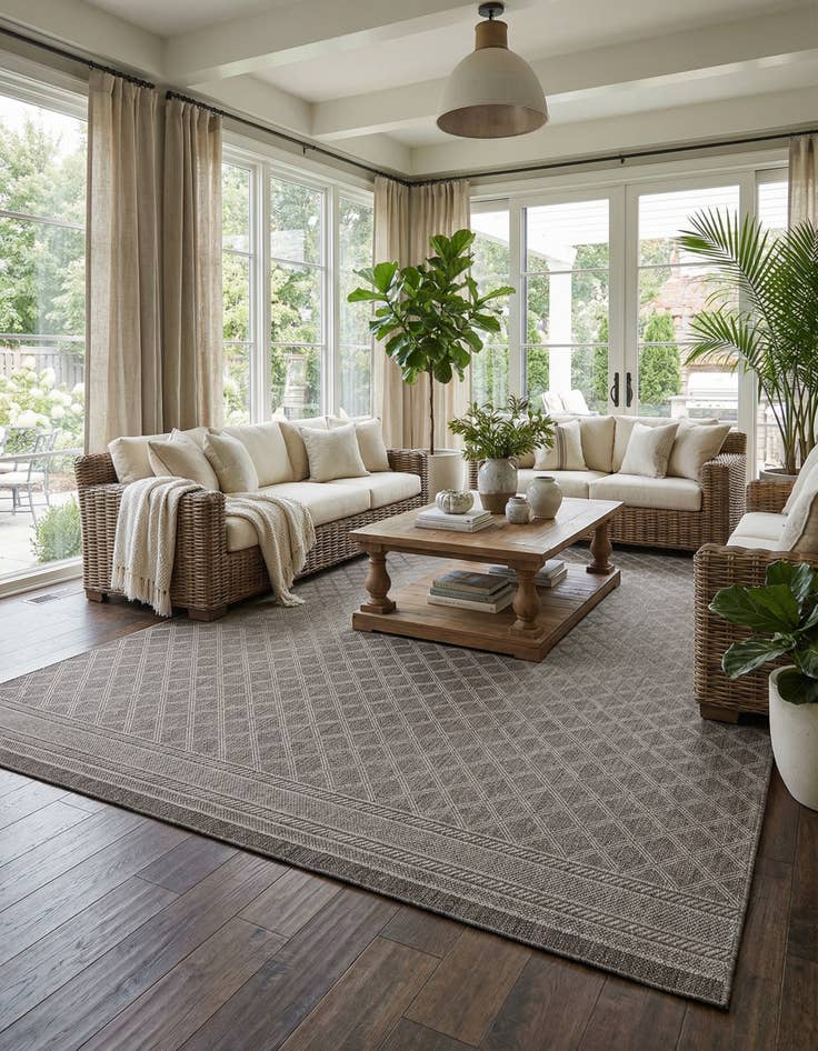 Detail image of 10' x 14' 1 Washable Lattice Indoor / Outdoor Rug