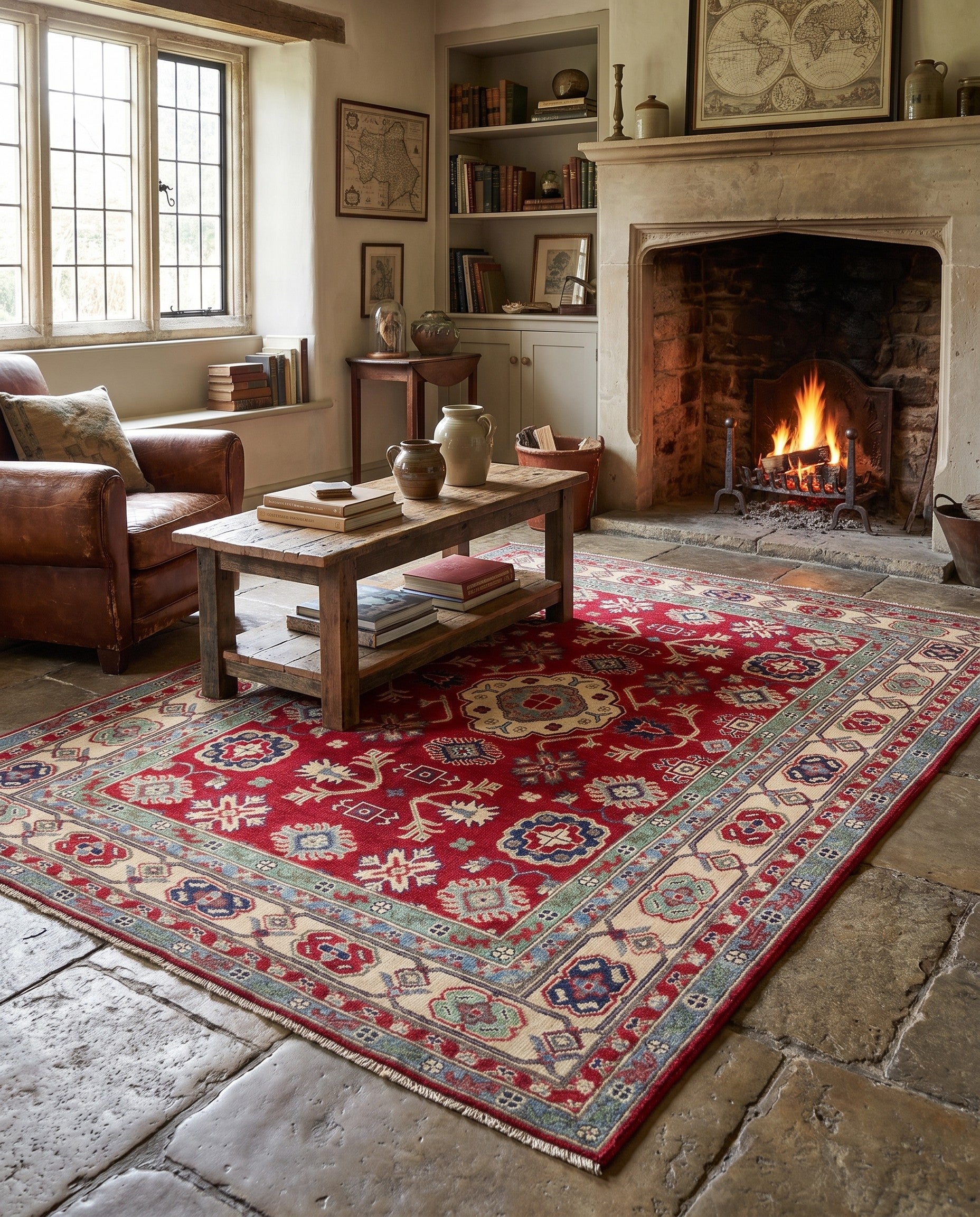 155cm x 215cm Hand Knotted Kazak Rug
