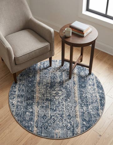 Blue Oregon Round Rug