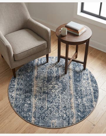 Blue Oregon Round Rug