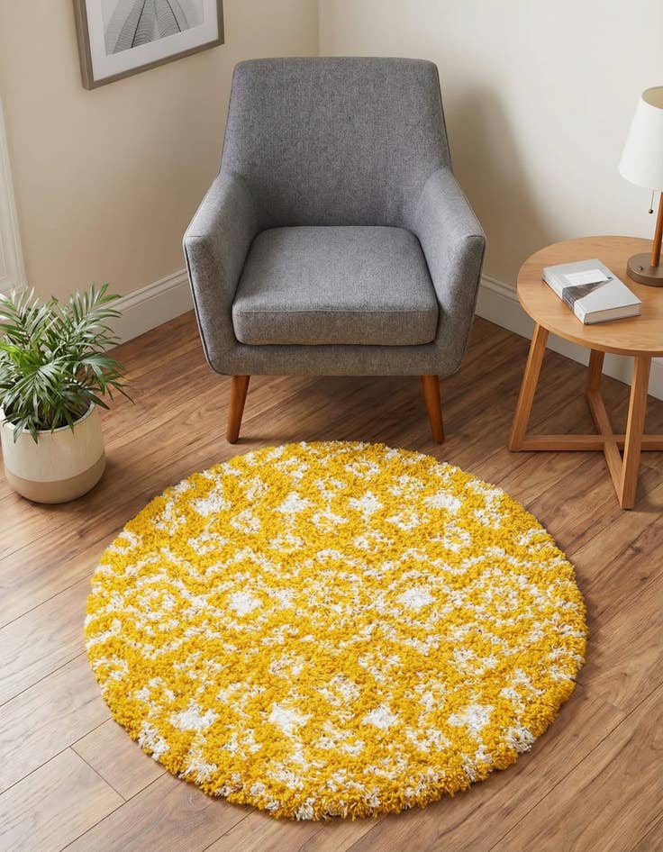 Detail image of 3' x 3' Moroccan Trellis Shag Round Rug