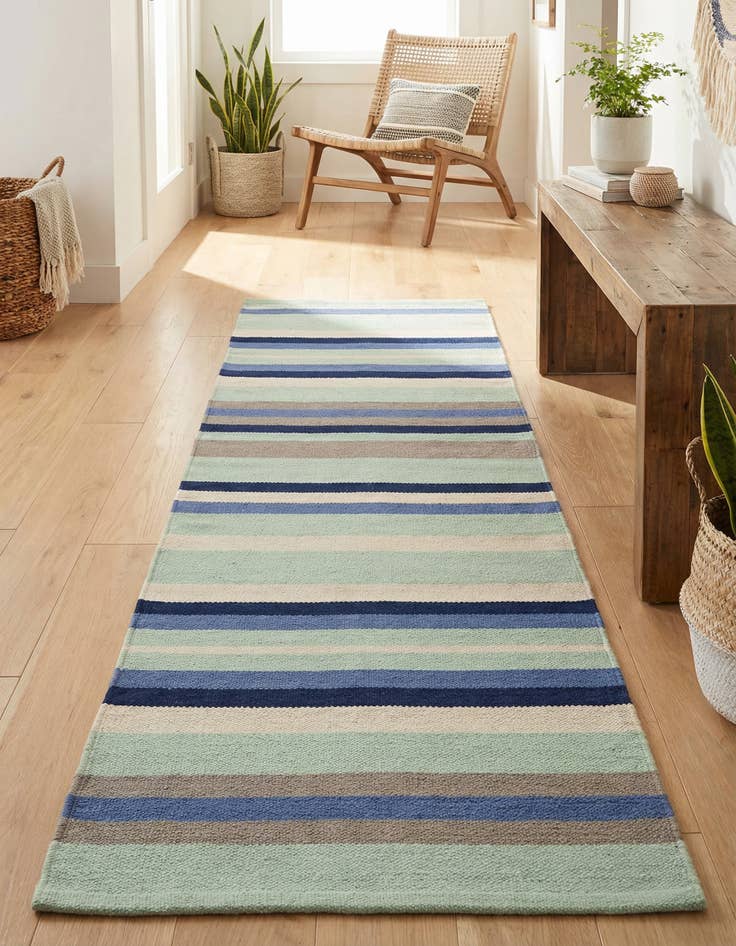 Detail image of 2' x 6' 1 Hand Woven Flatweave Cotton Dhurrie Runner Rug