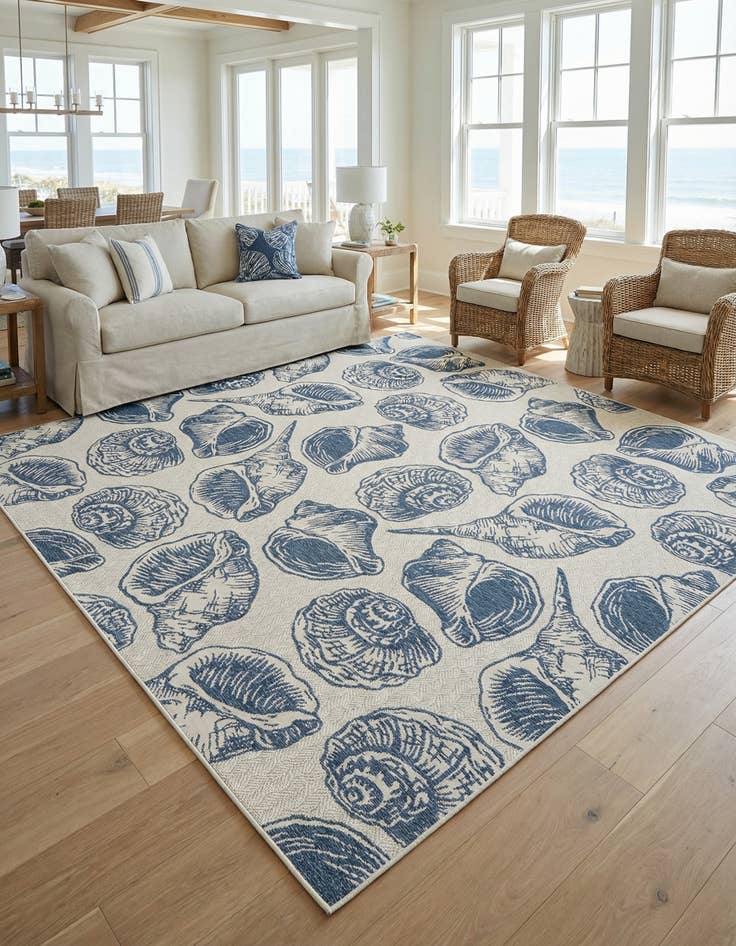 Detail image of 12' x 12'  Washable Coastal Indoor / Outdoor Square Rug
