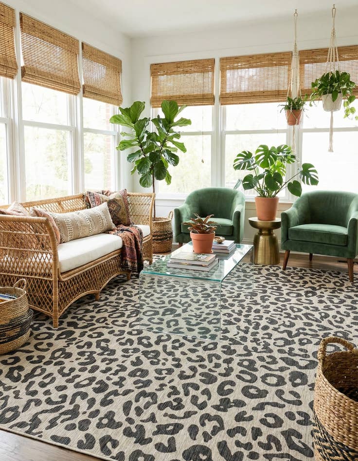 Detail image of 12' x 12'  Washable Safari Indoor / Outdoor Square Rug