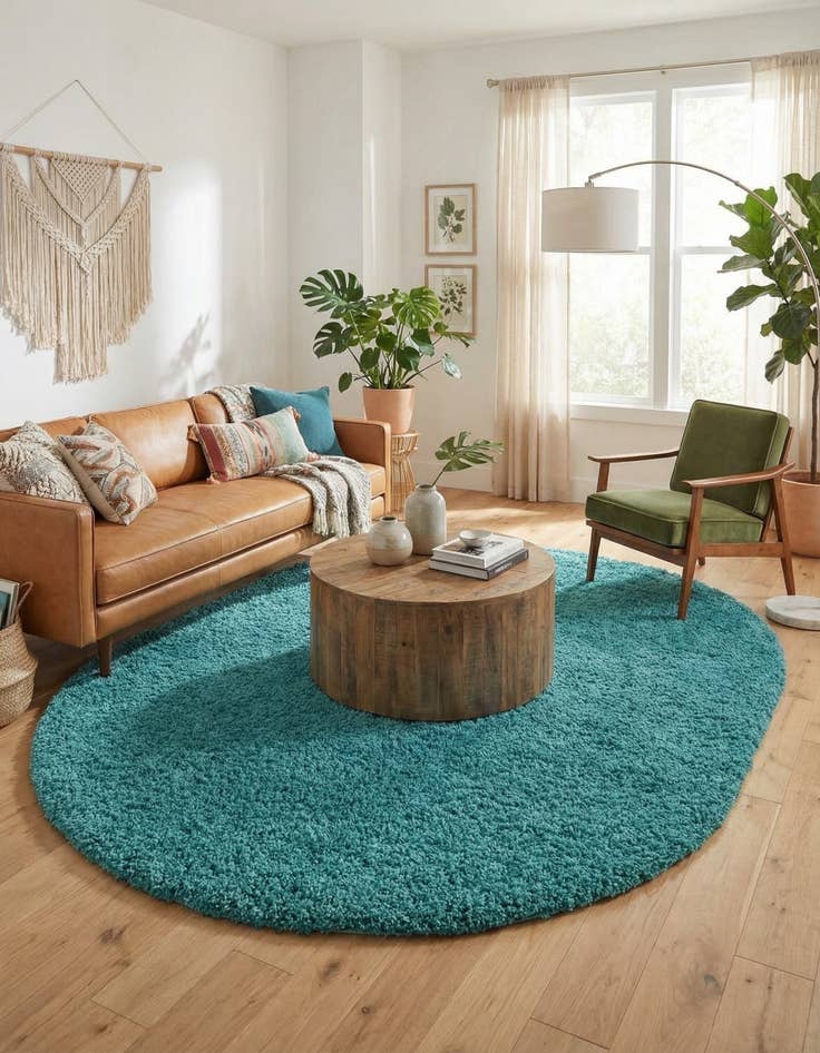 Detail image of 7' 10 x 10' Solid Shag Oval Rug