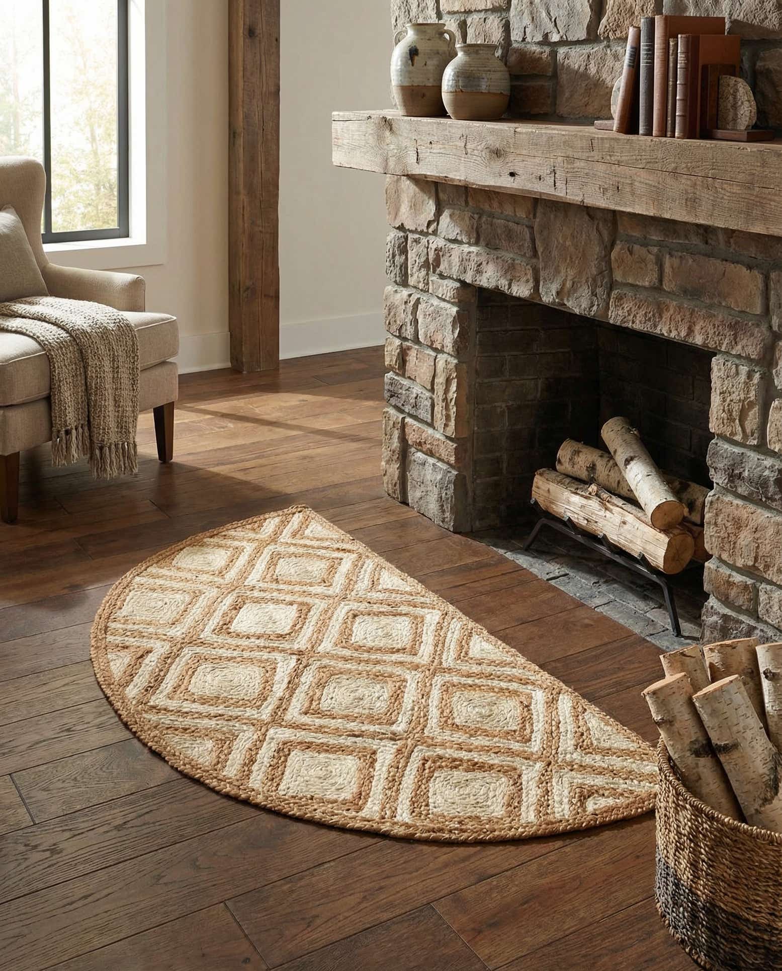 2' 2 x 3' 7 Handmade Braided Jute Hearth Rug