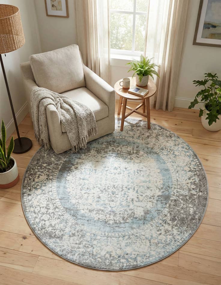 Detail image of 5' x 5' New Vintage Round Rug