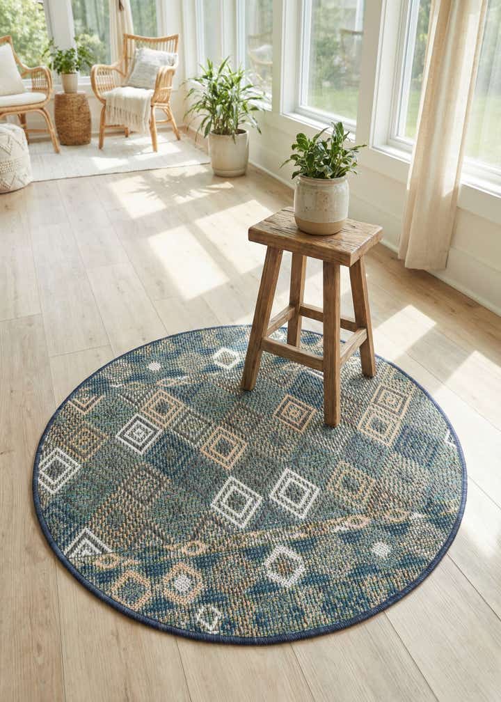 3' 3 x 3' 3 Easy-Clean Baja Indoor / Outdoor Round Rug