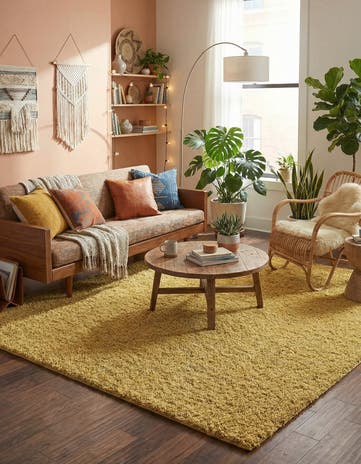 Yellow Everyday Shag Square Rug