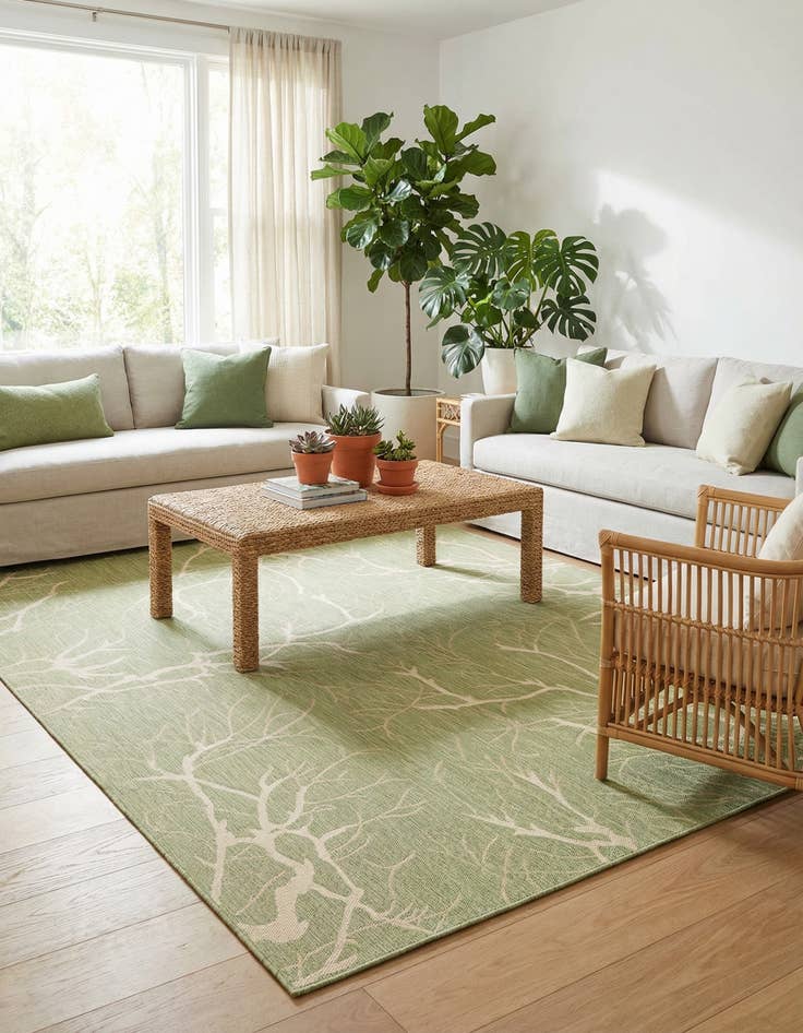 Detail image of 9' x 12' 2 Easy-Clean Botanical Indoor / Outdoor Rug