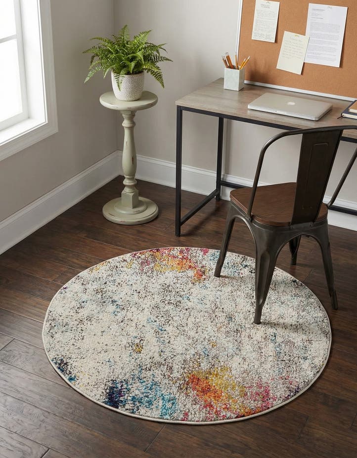 3' 3 x 3' 3 Washable Theia Round Rug