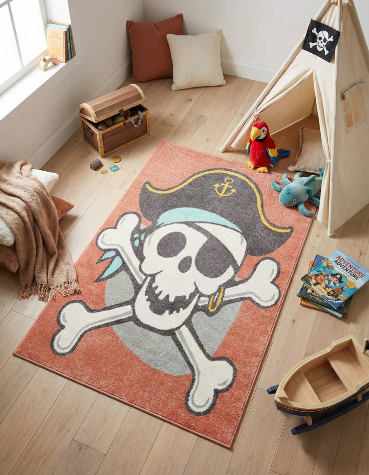 Detail image of 3' 11 x 5' 11 Pirate Whimsy Kids Rug