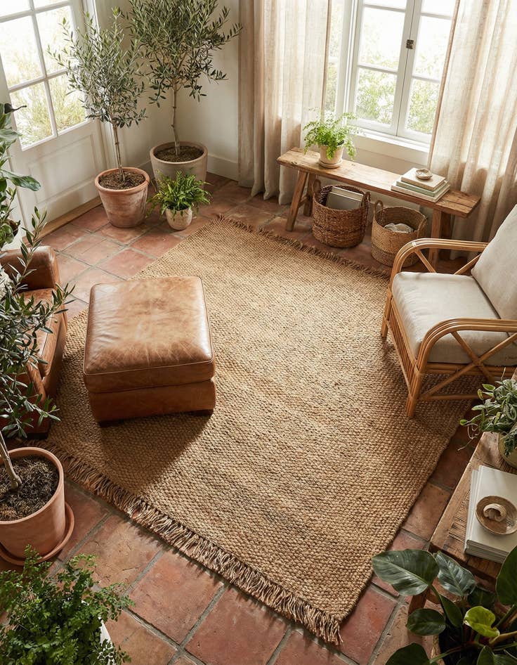 Detail image of  7' 10 x 7' 10  Hand Woven Chunky Jute Square Rug