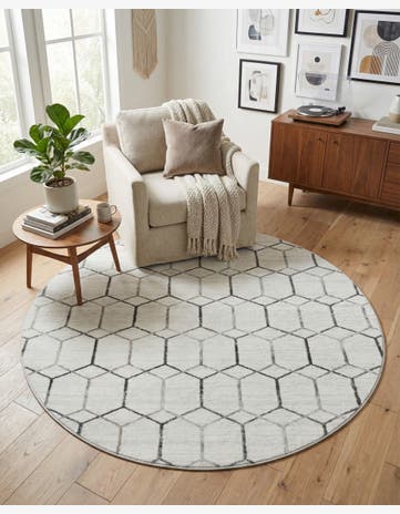 7' x 7' Lattice Trellis Round Rug