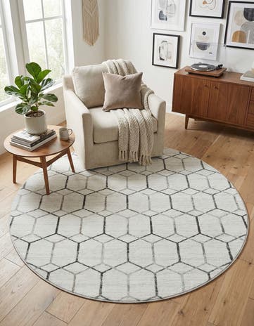 7' x 7' Lattice Trellis Round Rug