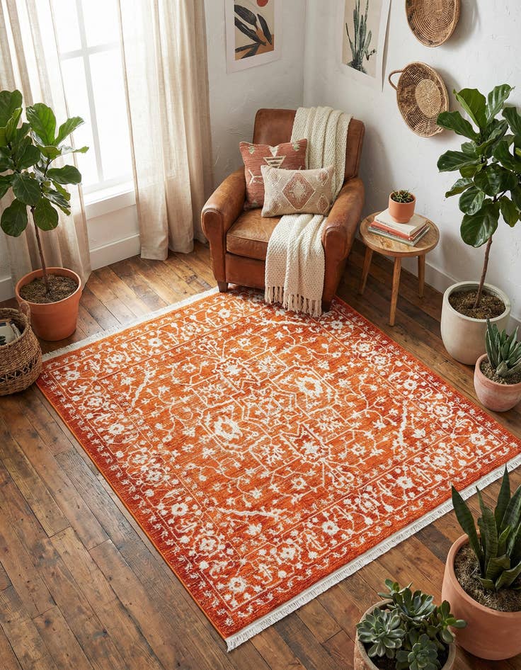 Detail image of 5' 3 x 5' 3 New Vintage Square Rug