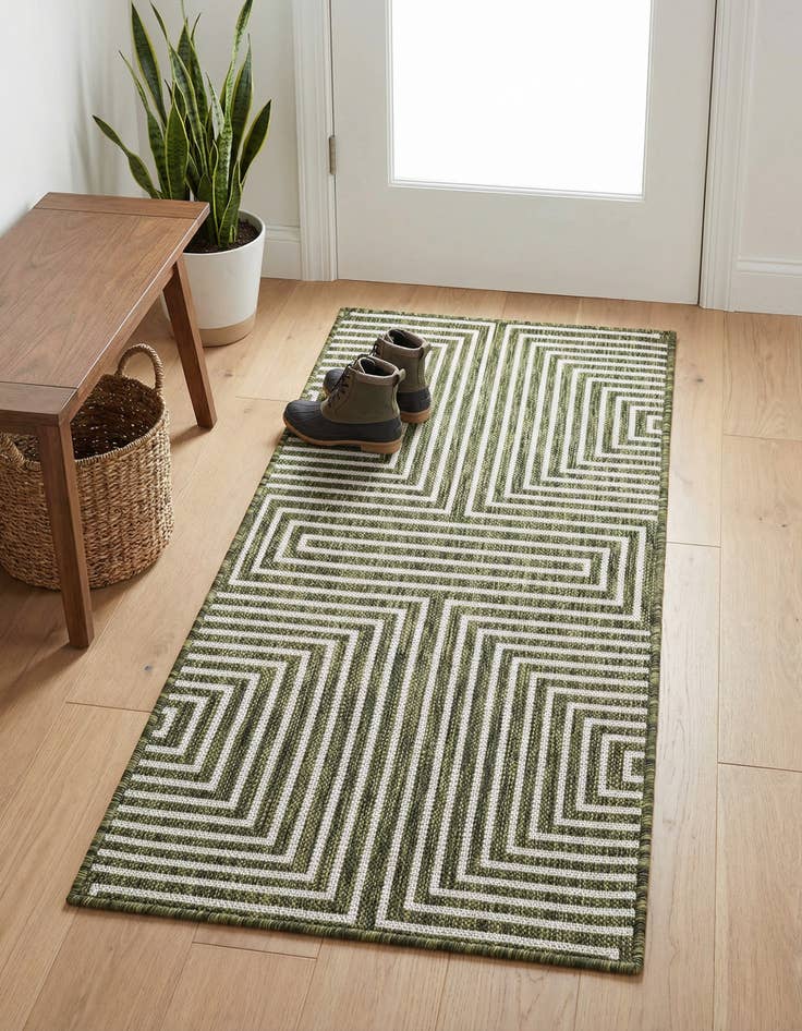 Detail image of 2' x 4' Easy-Clean Modern Indoor / Outdoor Runner Rug