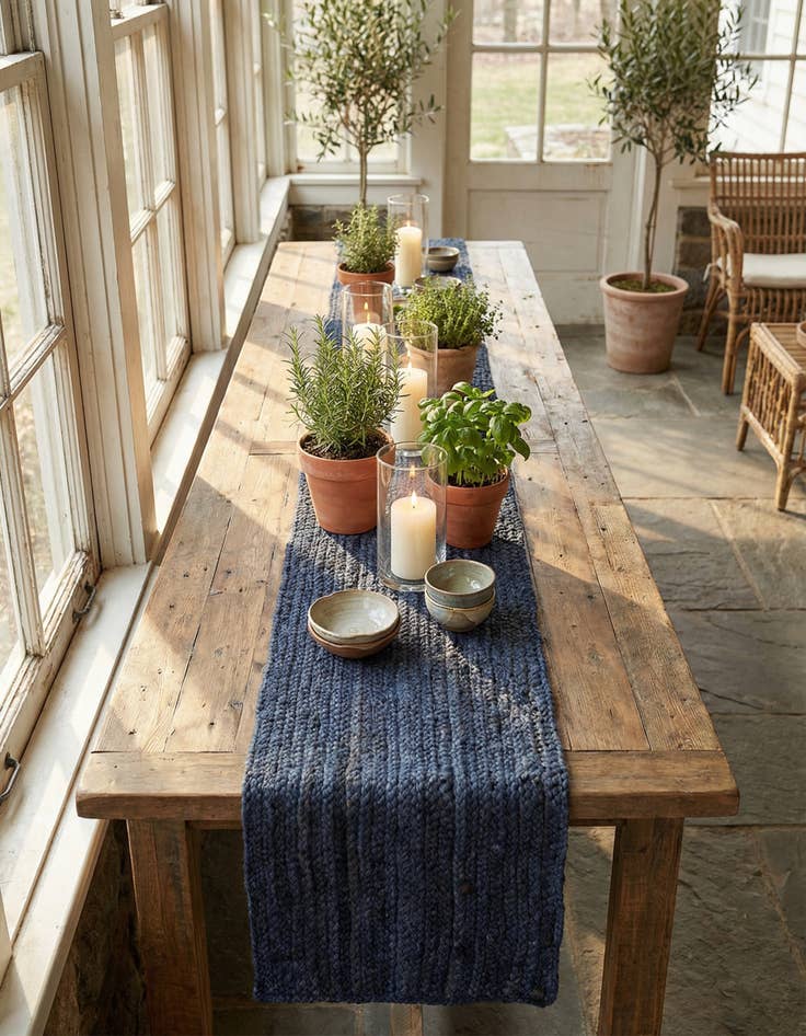 Detail image of 1' 2 x 10'  Hand Braided Jute Table Runner Rug