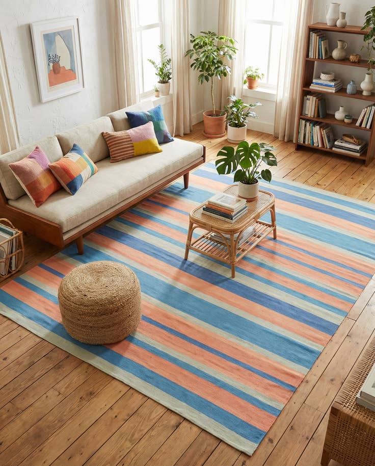 Detail image of 7' 10 x 10' Hand Woven Flatweave Cotton Dhurrie Rug