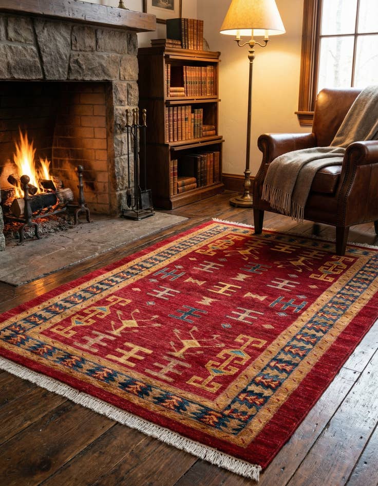 Detail image of 3' 5 x 5' 1 Hand Knotted Ziegler Wool Rug