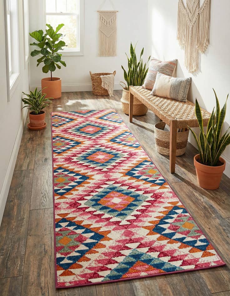 Detail image of 2' x 6' Washable Southwestern Indoor / Outdoor Runner Rug
