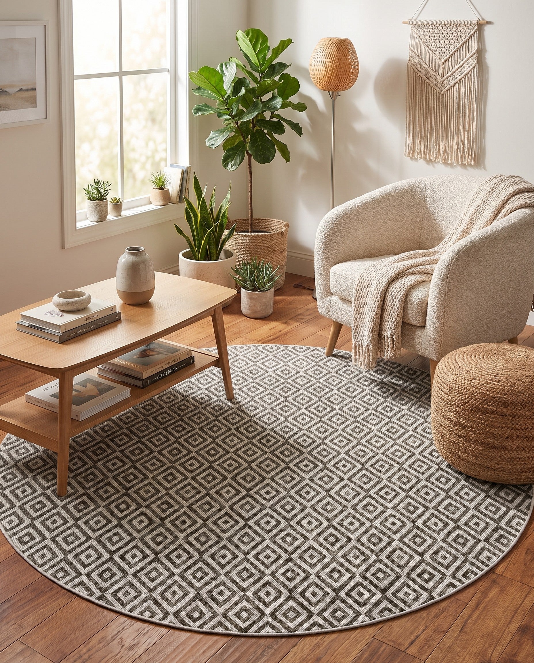 215cm x 215cm Easy-Clean Jill Zarin Indoor / Outdoor Round Rug
